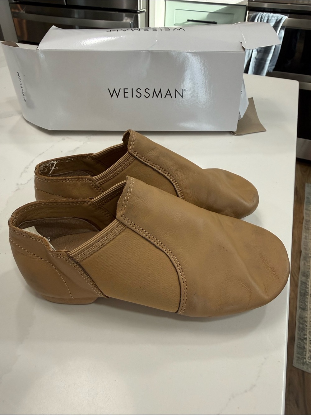 Weissman kids Camel Leather Slip-On Jazz Shoes